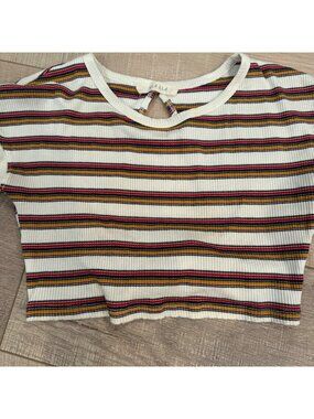 ILLA ILLA JUNIOR WOMENS CROPPED STRIPED SHIRT MEDIUM